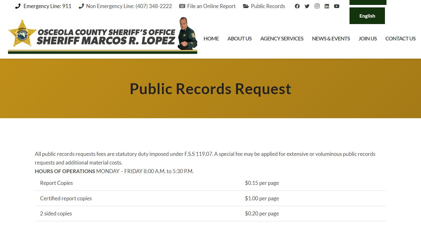 Public Records Request - Osceola County Sheriff's Office - Sheriff ...